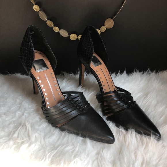 Dolce Vita Black D-Orsay Snakeskin Pumps - Picture 1 of 6